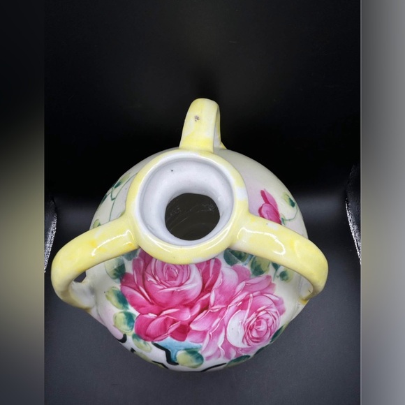 Vintage Trademarked Hand Painted Floral Ceramic Three Handled Vase, Cottagecore - Picture 8 of 8